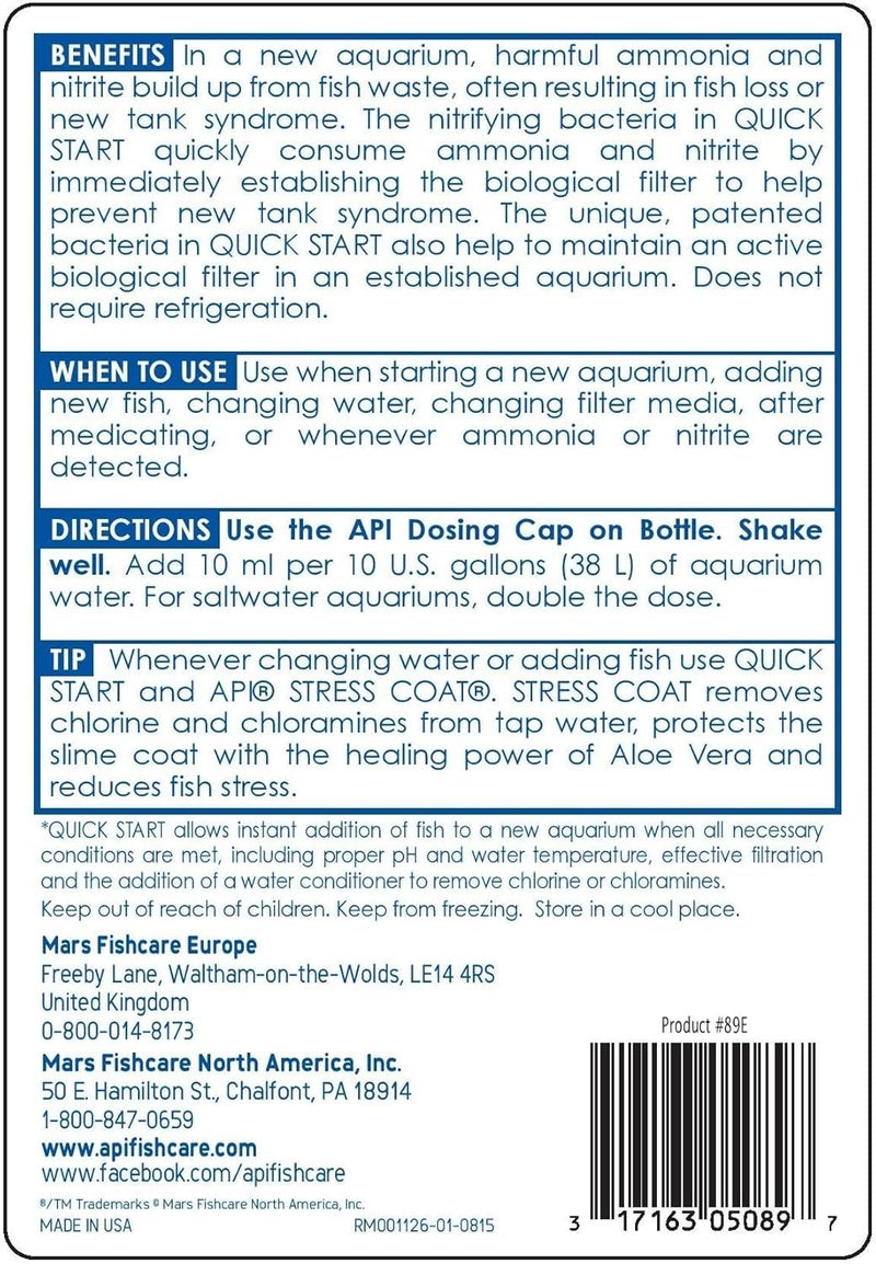 API (2) API Quick Start 16oz Bottles for Freshwater and Saltwater Aquariums. - Image 2